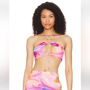 Superdown Vicky O Ring Top in Pink Swirl. Size S